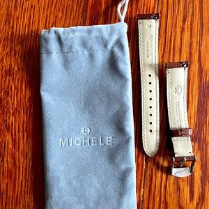 Michele 16mm Brown Leather Watch Band MS16AA350133